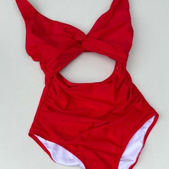 Charmo Other - Red Twist-Cut One-Piece Swimsuit with Midriff Cutout